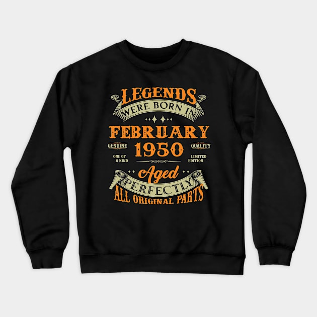 73rd Birthday Gift Legends Born In January 1950 73 Years Old Crewneck Sweatshirt by Schoenberger Willard